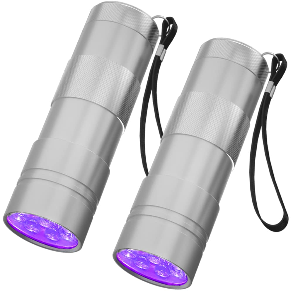 COSOOS 2 Pack UV Flashlight, 12 LED Handheld Blacklight Flashlight 395nm Mini Light Torch Detector for Dog Pet Urine Stains, Bed Bugs and Scorpions. (Batteries not Included)