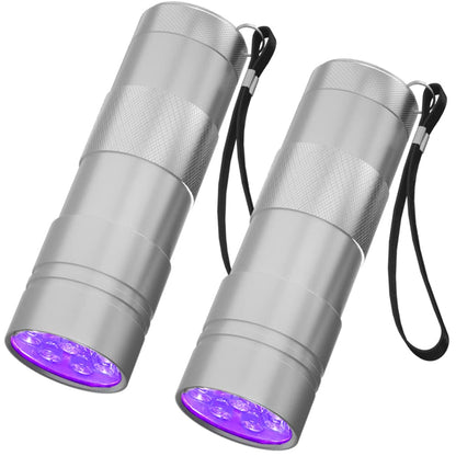 COSOOS 2 Pack UV Flashlight, 12 LED Handheld Blacklight Flashlight 395nm Mini Light Torch Detector for Dog Pet Urine Stains, Bed Bugs and Scorpions. (Batteries not Included)