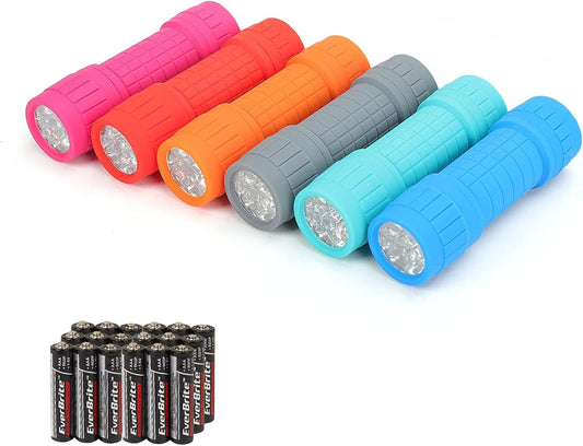 EverBrite 6-Pack Mini Flashlights, 9-LED Flashlight, Batteries Included