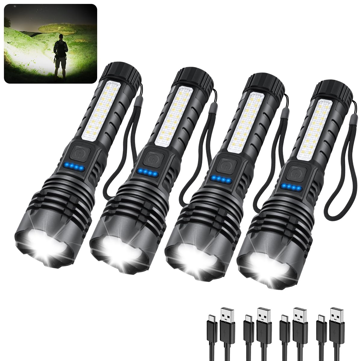 ZioeYiue Rechargeable Flashlights High Lumens 2Pack, Flash Lights for Home