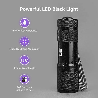 Lepro 395nm UV LED Flashlight, 9 LED Blacklight Detector