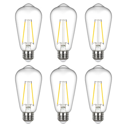 Sigalux LED Edison Bulbs 40 watt Equivalent, E26 Light Bulb Dimmable, Soft White 2700K, Amber Glass ST58 Vintage LED Bulbs, 80+ CRI, 4.5W 400LM, E26 Base, 4 Pack