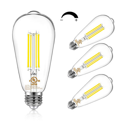 DAYBETTER 4 Pack Vintage LED Edison Bulbs, E26 Led Bulb 60W Equivalent, Dimmable Led Light Bulbs, High Brightness 800 LM Warm White 2700K, ST58 Antique LED Filament Bulbs, Clear Glass Style for Home