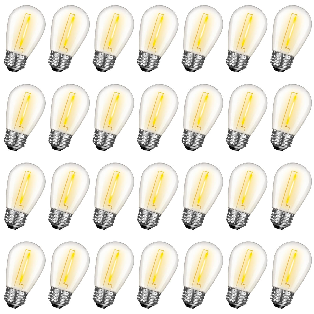 GvvooHome 24 Pack LED S14 Replacement Light Bulbs, Waterproof 1W Vintage Edison Bulbs for Outdoor Patio Backyard String Lights, Dimmable, E26 Regular Medium Screw Base, 2200K Warm White