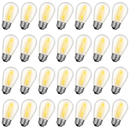 GvvooHome 24 Pack LED S14 Replacement Light Bulbs, Waterproof 1W Vintage Edison Bulbs for Outdoor Patio Backyard String Lights, Dimmable, E26 Regular Medium Screw Base, 2200K Warm White