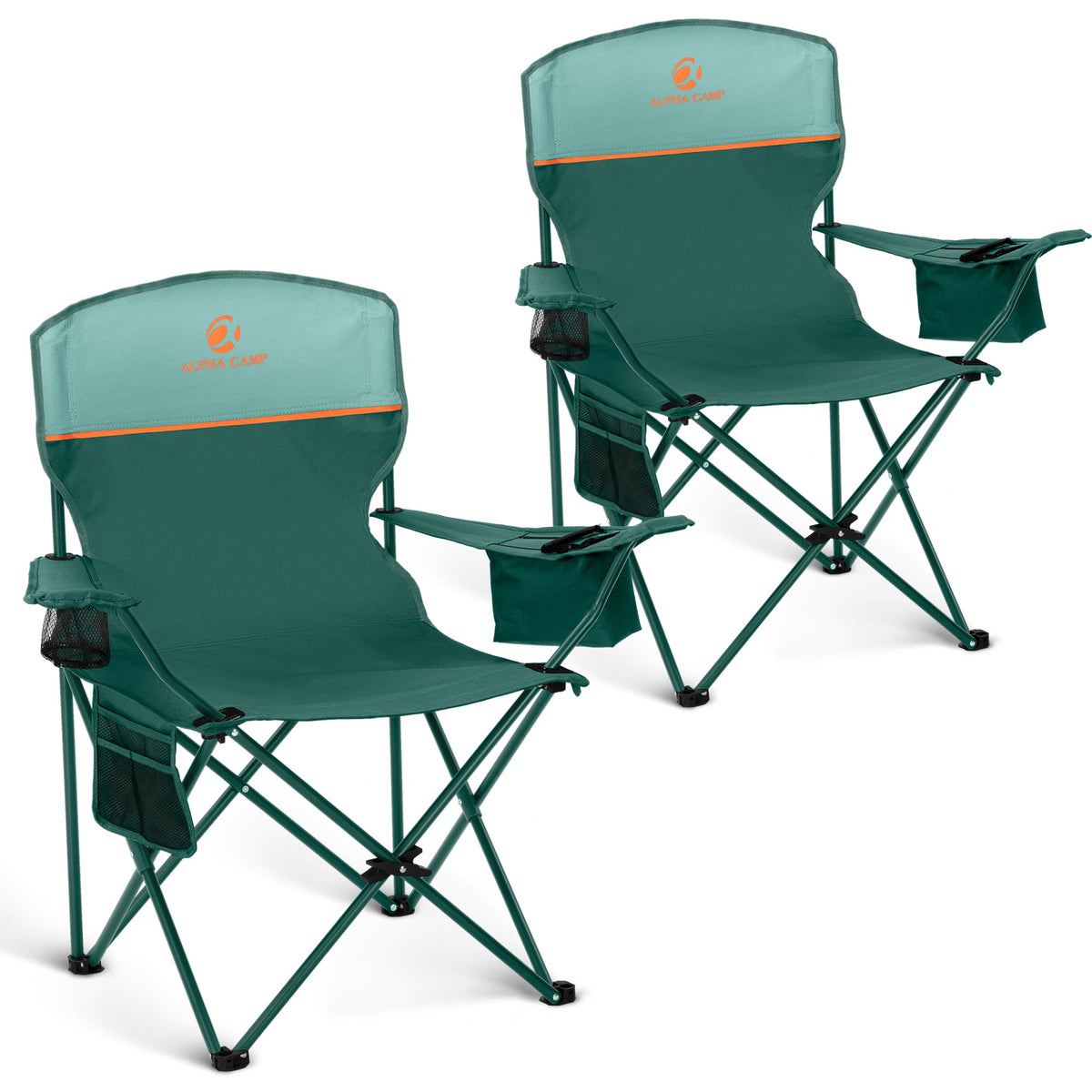 ALPHA CAMP 2-Pack Folding Camping Chair with Cooler Bag & Lumbar Support
