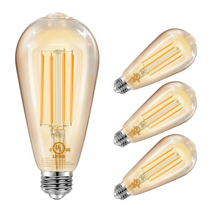 DAYBETTER 4 Pack Vintage LED Edison Bulbs, E26 Led Bulb 60W Equivalent, Dimmable Led Light Bulbs, High Brightness 800 LM Warm White 2700K, ST58 Antique LED Filament Bulbs, Clear Glass Style for Home
