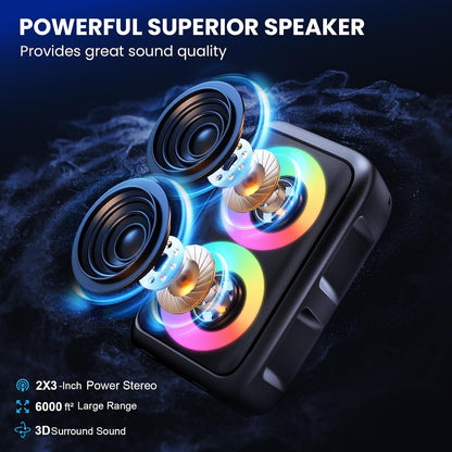 Bluetooth Speaker with 2 Wireless Microphones - Big Party Speaker for Adults Kids Karaoke with Lights - Portable Rechargeable Home Theater Systems Support TWS/AUX/USB/TF Card for Home Party Gift