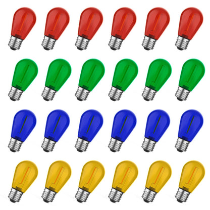 GvvooHome 24 Pack LED S14 Replacement Light Bulbs, Waterproof 1W Vintage Edison Bulbs for Outdoor Patio Backyard String Lights, Dimmable, E26 Regular Medium Screw Base, 2200K Warm White