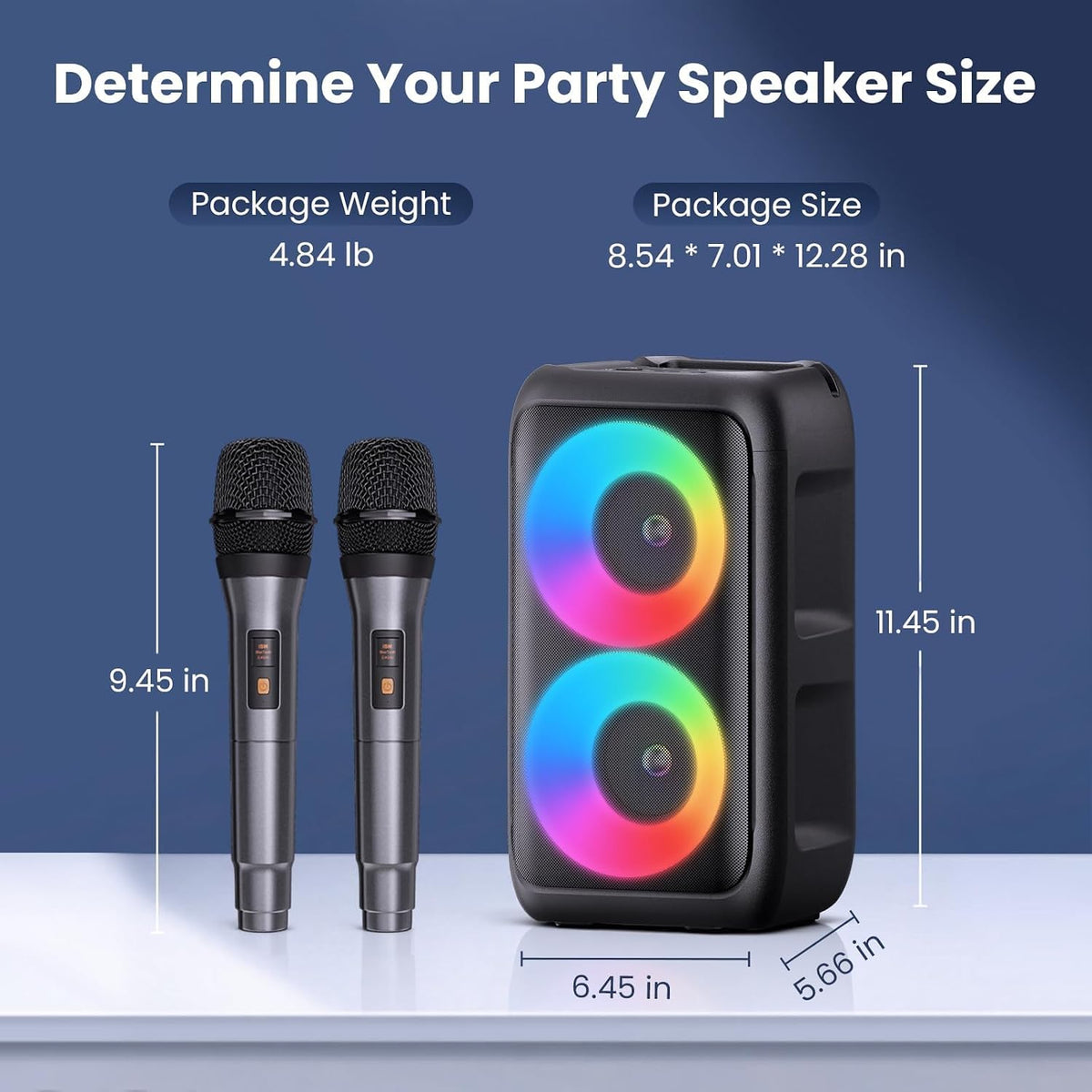 Bluetooth Speaker with 2 Wireless Microphones - Big Party Speaker for Adults Kids Karaoke with Lights - Portable Rechargeable Home Theater Systems Support TWS/AUX/USB/TF Card for Home Party Gift