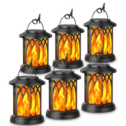 KOOPER 4 Pack Solar Lantern Outdoor Lights, Upgraded Flickering Flame Solar Lanterns Lights Outdoor Waterproof, Hanging Lantern Decorative, Solar Powered Lanterns for Yard Patio Path Tree Garden Decor