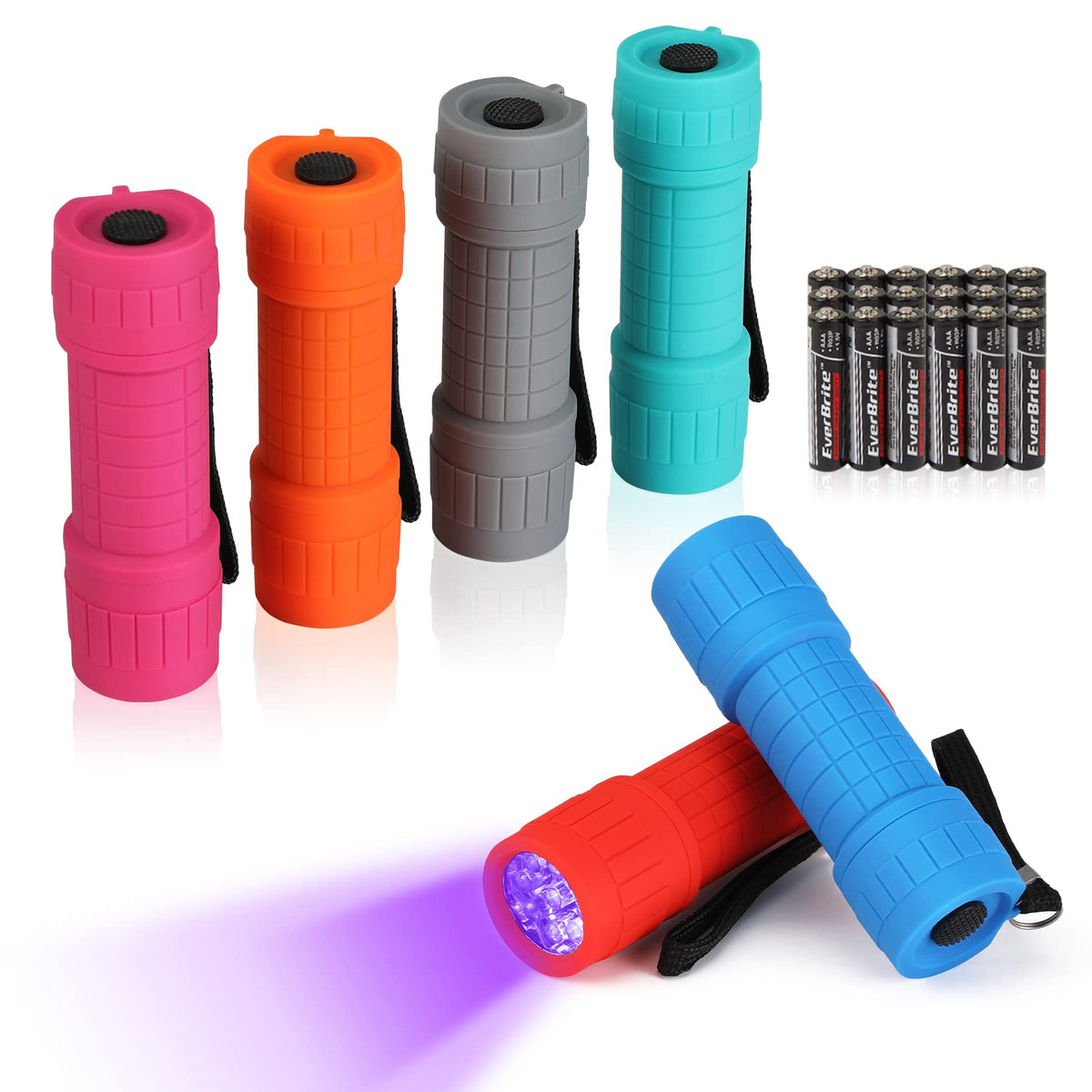 EverBrite 6-Pack Mini Flashlights, 9-LED Flashlight, Batteries Included