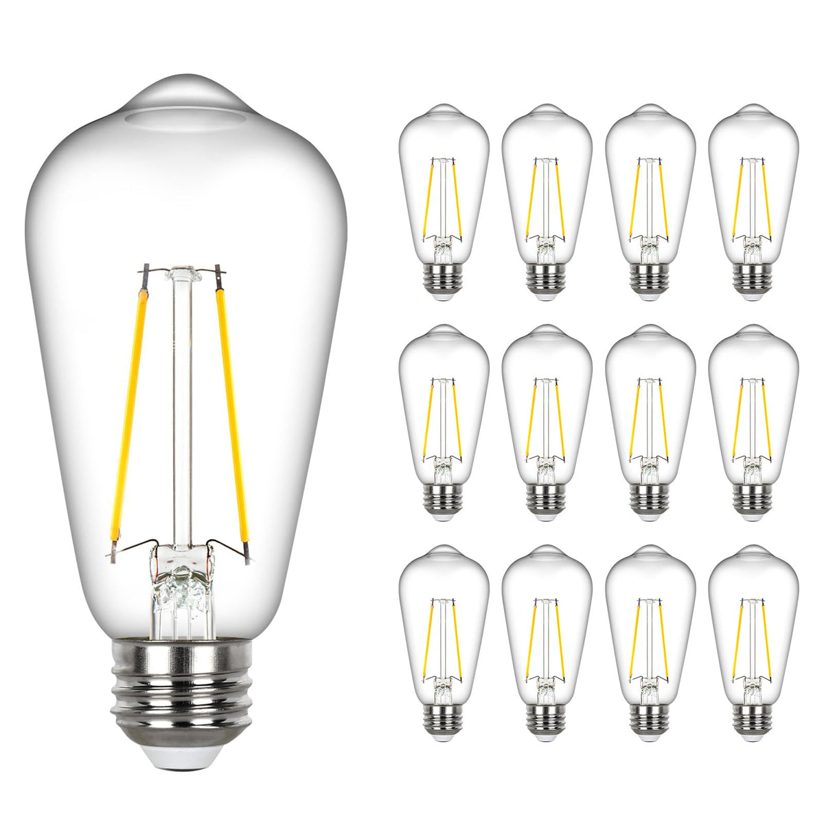 Sigalux LED Edison Bulbs 40 watt Equivalent, E26 Light Bulb Dimmable, Soft White 2700K, Amber Glass ST58 Vintage LED Bulbs, 80+ CRI, 4.5W 400LM, E26 Base, 4 Pack