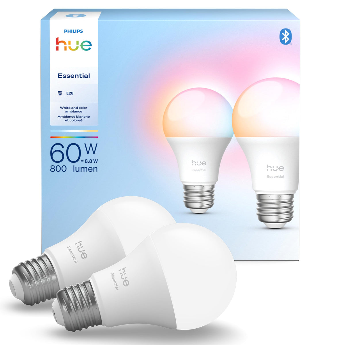 Philips Hue Essential Smart LED A19 Bulb, 4-Pack