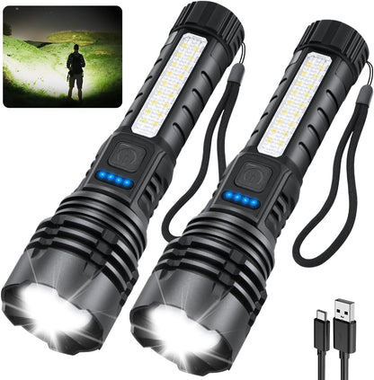 ZioeYiue Rechargeable Flashlights High Lumens 2Pack, Flash Lights for Home