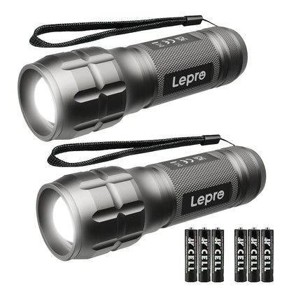 Lepro LED White Light Flashlight, High Lumens Waterproof Adjustable Focus