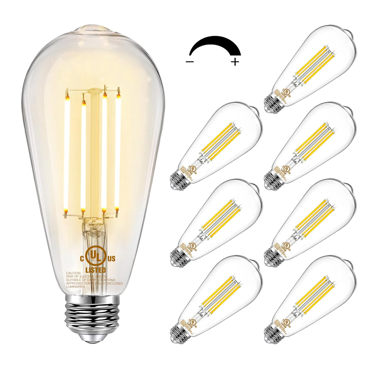 DAYBETTER 4 Pack Vintage LED Edison Bulbs, E26 Led Bulb 60W Equivalent, Dimmable Led Light Bulbs, High Brightness 800 LM Warm White 2700K, ST58 Antique LED Filament Bulbs, Clear Glass Style for Home