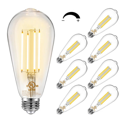 DAYBETTER 4 Pack Vintage LED Edison Bulbs, E26 Led Bulb 60W Equivalent, Dimmable Led Light Bulbs, High Brightness 800 LM Warm White 2700K, ST58 Antique LED Filament Bulbs, Clear Glass Style for Home