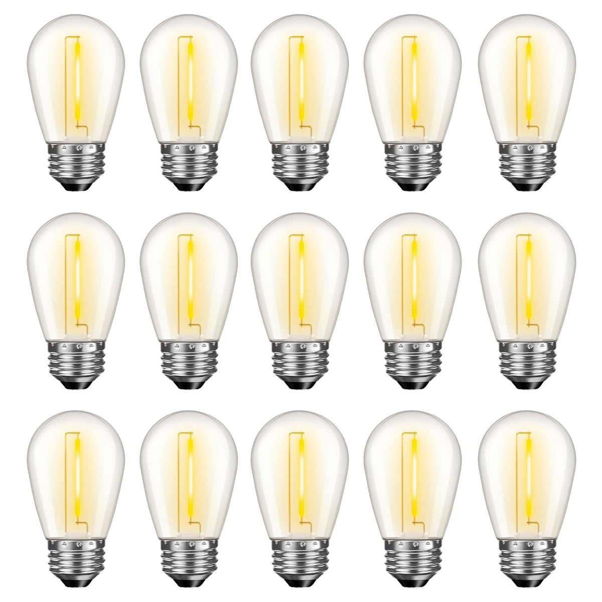GvvooHome 24 Pack LED S14 Replacement Light Bulbs, Waterproof 1W Vintage Edison Bulbs for Outdoor Patio Backyard String Lights, Dimmable, E26 Regular Medium Screw Base, 2200K Warm White