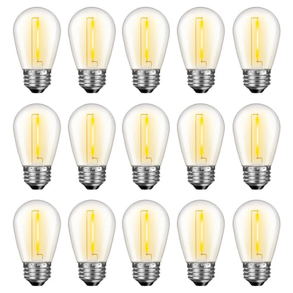 GvvooHome 24 Pack LED S14 Replacement Light Bulbs, Waterproof 1W Vintage Edison Bulbs for Outdoor Patio Backyard String Lights, Dimmable, E26 Regular Medium Screw Base, 2200K Warm White