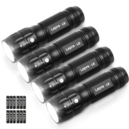 Lepro LED White Light Flashlight, High Lumens Waterproof Adjustable Focus