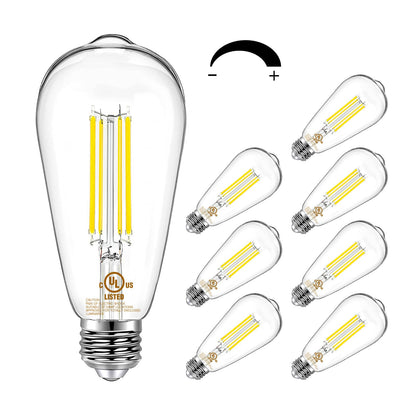 DAYBETTER 4 Pack Vintage LED Edison Bulbs, E26 Led Bulb 60W Equivalent, Dimmable Led Light Bulbs, High Brightness 800 LM Warm White 2700K, ST58 Antique LED Filament Bulbs, Clear Glass Style for Home