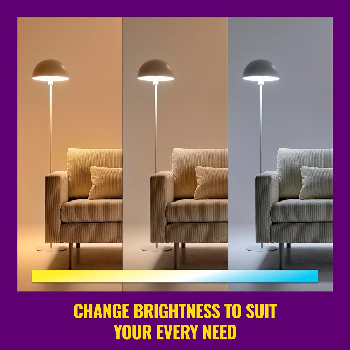 WiZ Connected Smart Light Bulbs, Sunset to Sunrise Automation + Motion Detection + Control with Voice or App, Full Color A19 60W 800LM Indoor, Matter Compatible -3 Pack