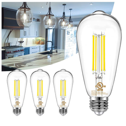 DAYBETTER 4 Pack Vintage LED Edison Bulbs, E26 Led Bulb 60W Equivalent, Dimmable Led Light Bulbs, High Brightness 800 LM Warm White 2700K, ST58 Antique LED Filament Bulbs, Clear Glass Style for Home