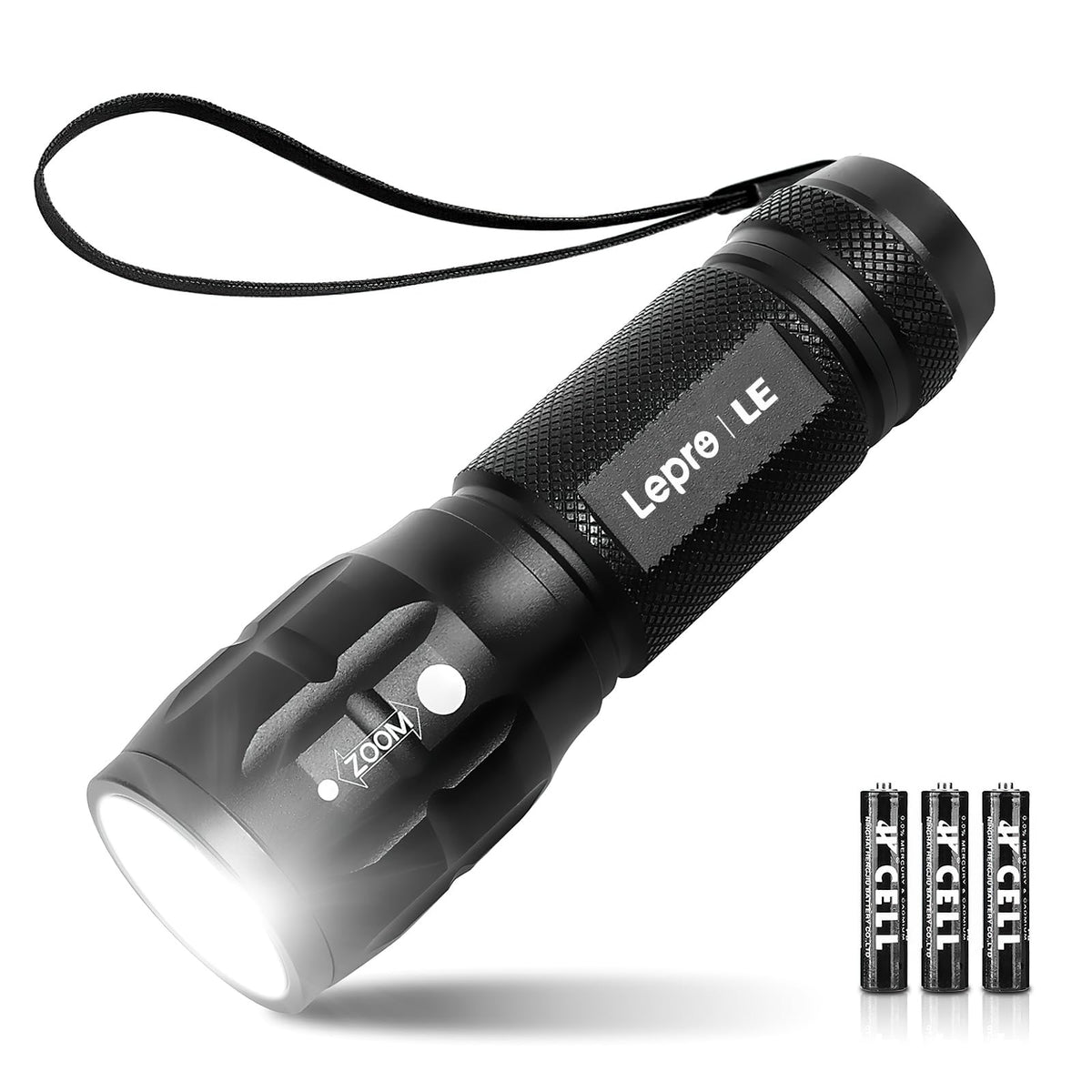 Lepro LED White Light Flashlight, High Lumens Waterproof Adjustable Focus