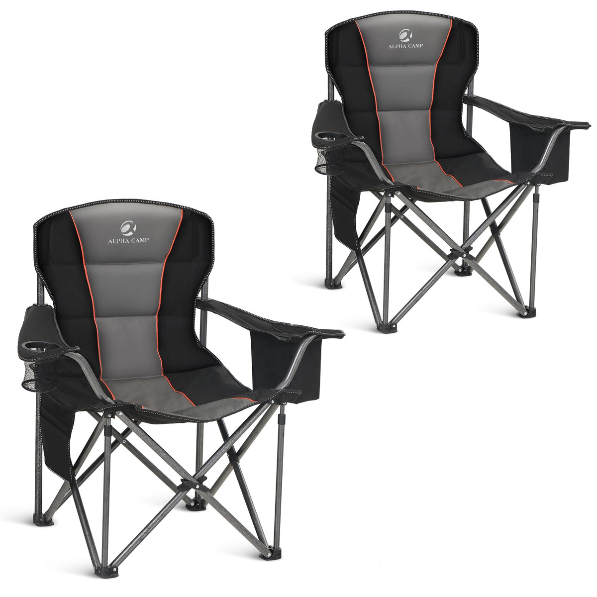 ALPHA CAMP 2-Pack Folding Camping Chair with Cooler Bag & Lumbar Support