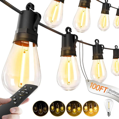 Outdoor String Lights Patio LED - 15M 50FT Outside Waterproof Dimmable