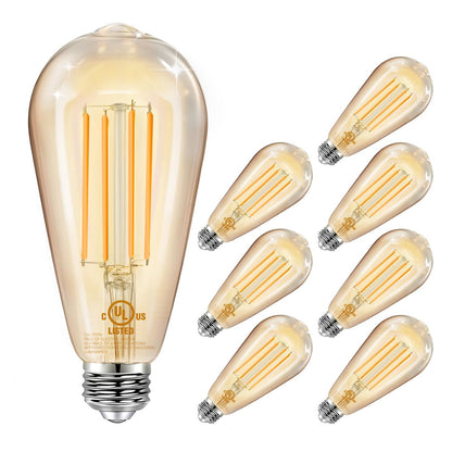 DAYBETTER 4 Pack Vintage LED Edison Bulbs, E26 Led Bulb 60W Equivalent, Dimmable Led Light Bulbs, High Brightness 800 LM Warm White 2700K, ST58 Antique LED Filament Bulbs, Clear Glass Style for Home