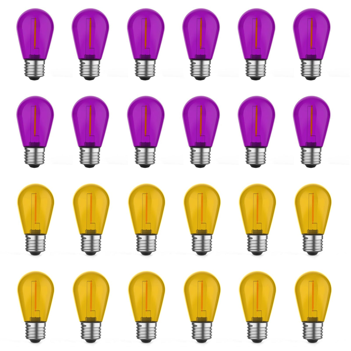 GvvooHome 24 Pack LED S14 Replacement Light Bulbs, Waterproof 1W Vintage Edison Bulbs for Outdoor Patio Backyard String Lights, Dimmable, E26 Regular Medium Screw Base, 2200K Warm White