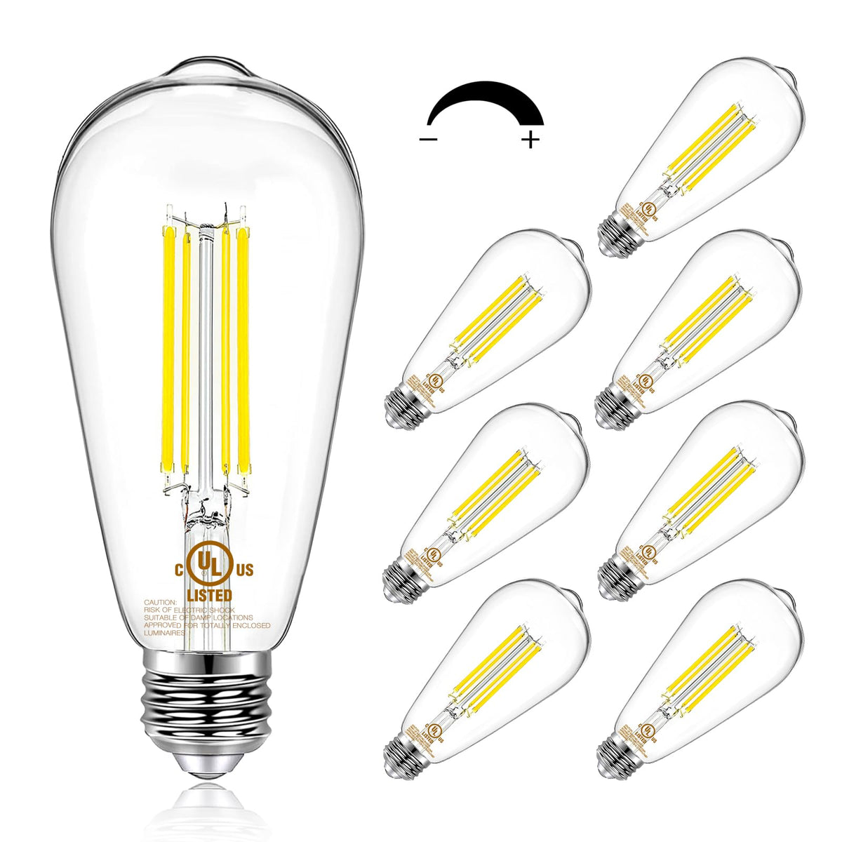 DAYBETTER 4 Pack Vintage LED Edison Bulbs, E26 Led Bulb 60W Equivalent, Dimmable Led Light Bulbs, High Brightness 800 LM Warm White 2700K, ST58 Antique LED Filament Bulbs, Clear Glass Style for Home