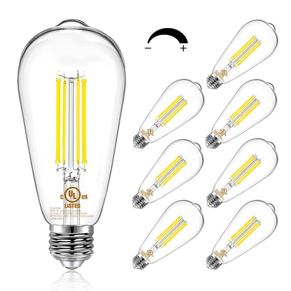 DAYBETTER 4 Pack Vintage LED Edison Bulbs, E26 Led Bulb 60W Equivalent, Dimmable Led Light Bulbs, High Brightness 800 LM Warm White 2700K, ST58 Antique LED Filament Bulbs, Clear Glass Style for Home