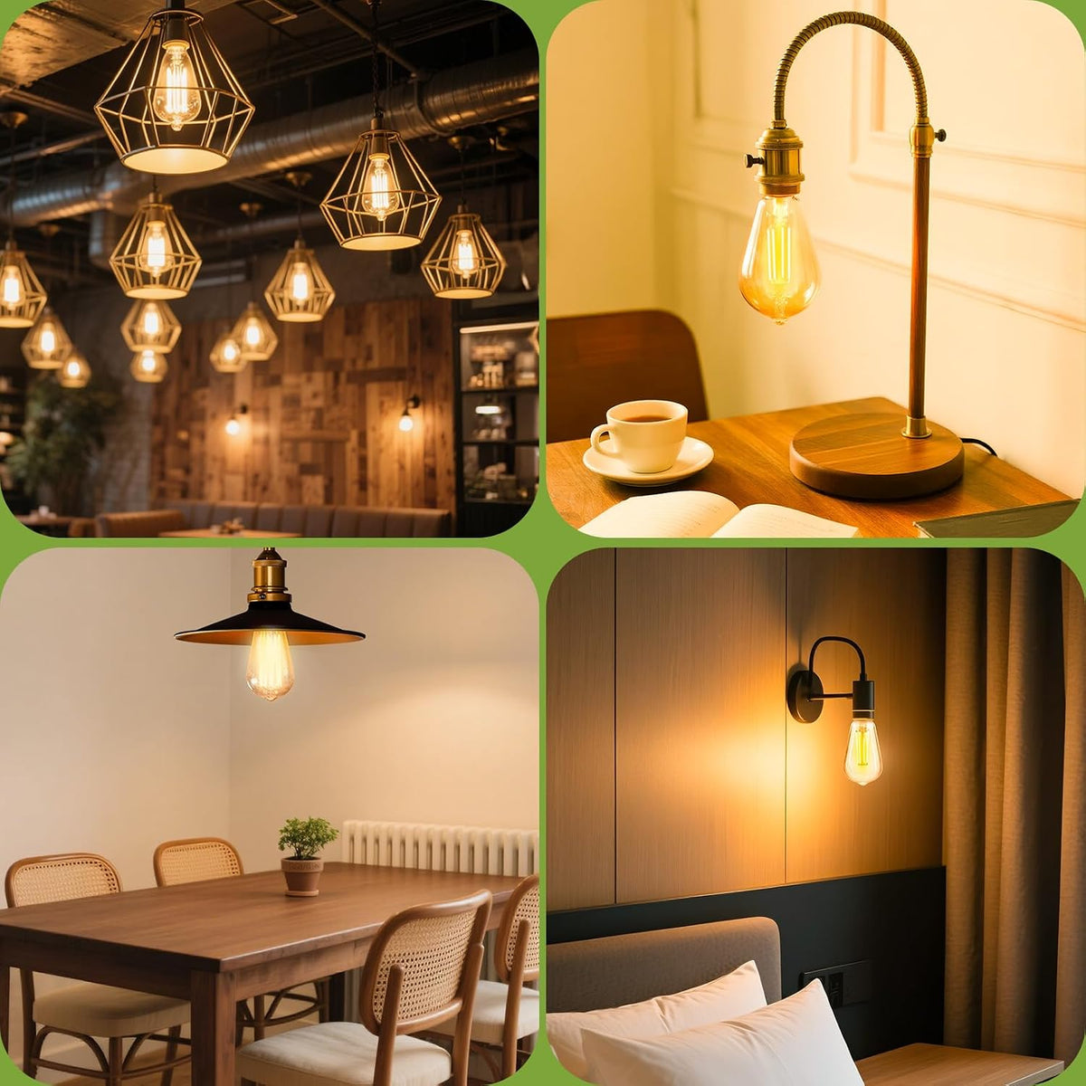 Sigalux LED Edison Bulbs 40 watt Equivalent, E26 Light Bulb Dimmable, Soft White 2700K, Amber Glass ST58 Vintage LED Bulbs, 80+ CRI, 4.5W 400LM, E26 Base, 4 Pack