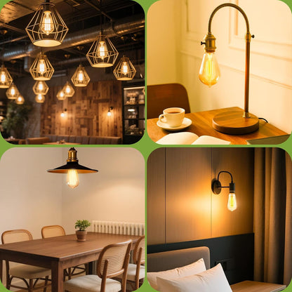 Sigalux LED Edison Bulbs 40 watt Equivalent, E26 Light Bulb Dimmable, Soft White 2700K, Amber Glass ST58 Vintage LED Bulbs, 80+ CRI, 4.5W 400LM, E26 Base, 4 Pack