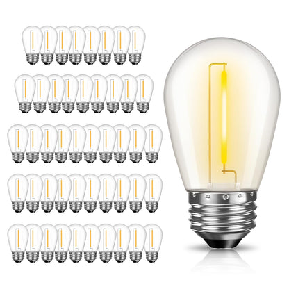 GvvooHome 24 Pack LED S14 Replacement Light Bulbs, Waterproof 1W Vintage Edison Bulbs for Outdoor Patio Backyard String Lights, Dimmable, E26 Regular Medium Screw Base, 2200K Warm White