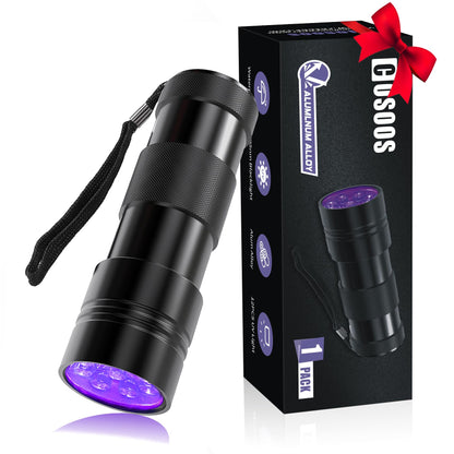 COSOOS 2 Pack UV Flashlight, 12 LED Handheld Blacklight Flashlight 395nm Mini Light Torch Detector for Dog Pet Urine Stains, Bed Bugs and Scorpions. (Batteries not Included)