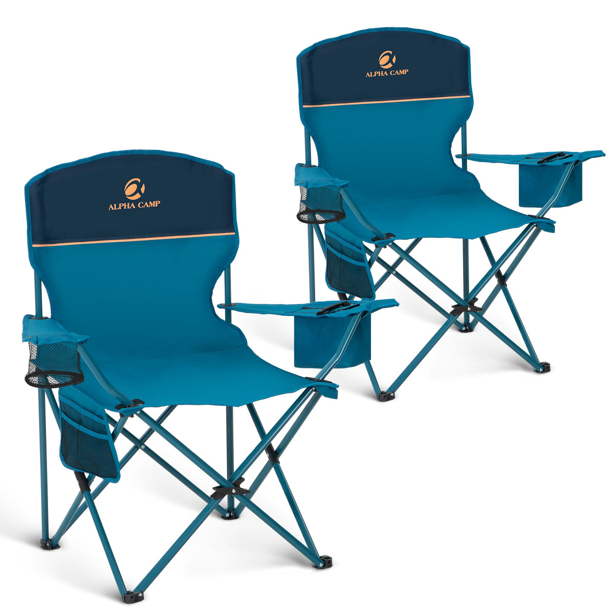ALPHA CAMP 2-Pack Folding Camping Chair with Cooler Bag & Lumbar Support