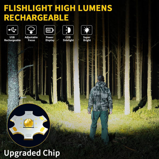 ZioeYiue Rechargeable Flashlights High Lumens 2Pack, Flash Lights for Home