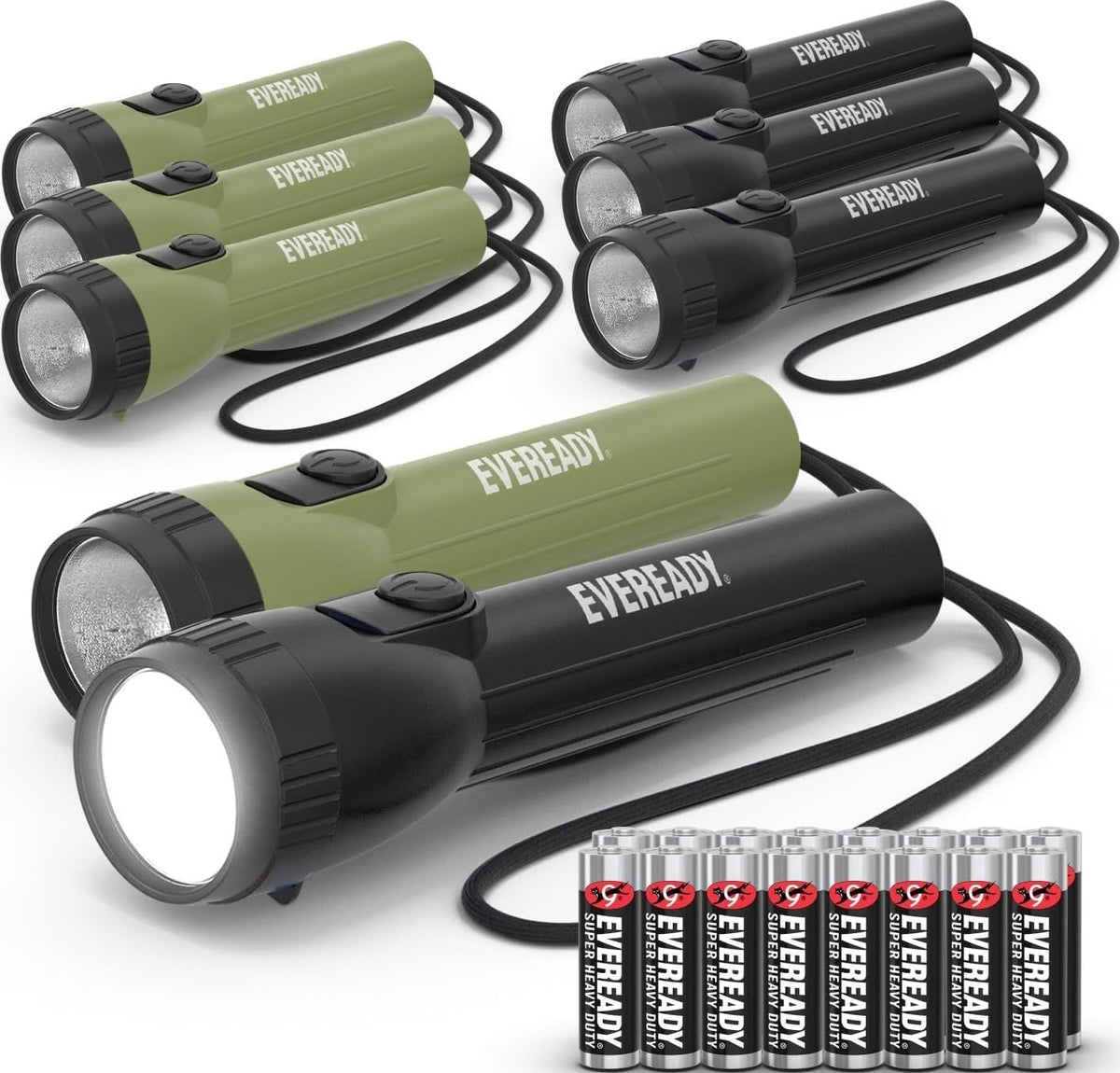 EVEREADY LED Flashlights (4-Pack), Bright Flashlights for Emergencies and Camping Gear, Flash Light with AA Batteries Included, Blue/Yellow (4-Pack)