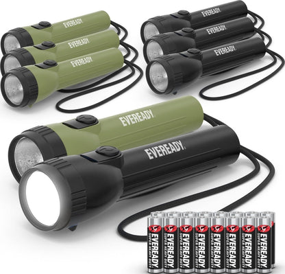 EVEREADY LED Flashlights (4-Pack), Bright Flashlights for Emergencies and Camping Gear, Flash Light with AA Batteries Included, Blue/Yellow (4-Pack)