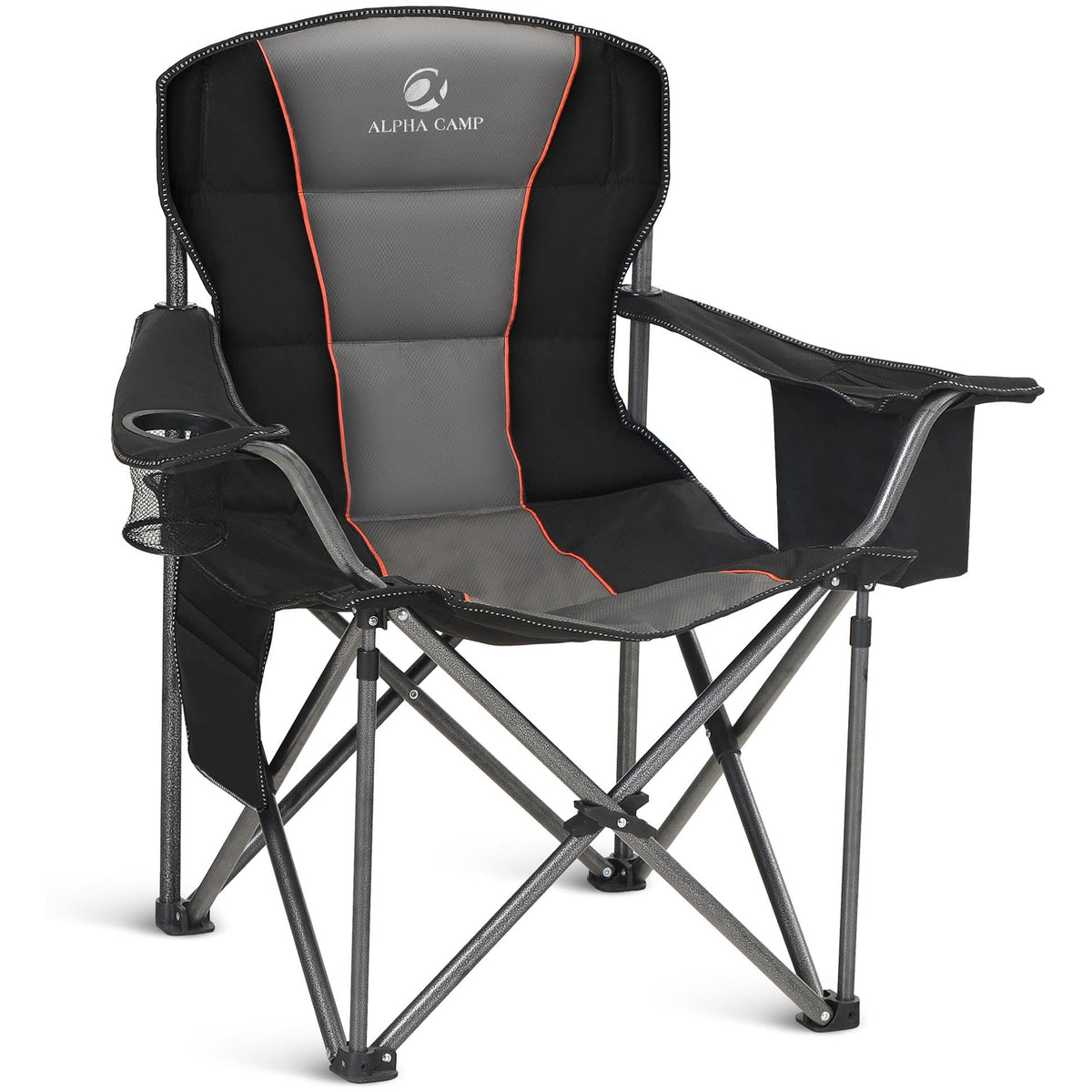 ALPHA CAMP 2-Pack Folding Camping Chair with Cooler Bag & Lumbar Support