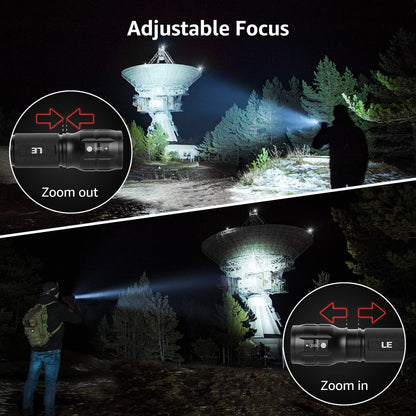 Lepro LED White Light Flashlight, High Lumens Waterproof Adjustable Focus