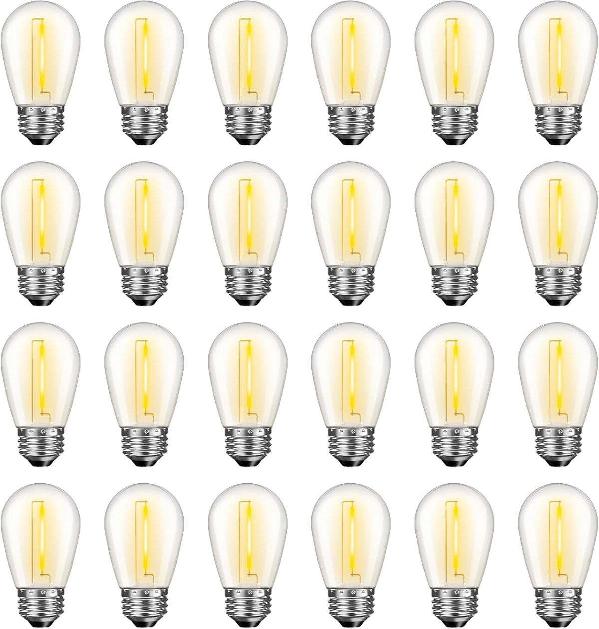 GvvooHome 24 Pack LED S14 Replacement Light Bulbs, Waterproof 1W Vintage Edison Bulbs for Outdoor Patio Backyard String Lights, Dimmable, E26 Regular Medium Screw Base, 2200K Warm White