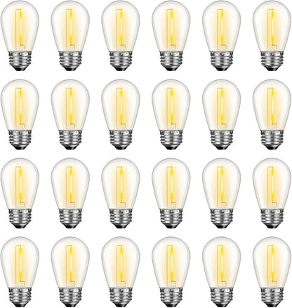 GvvooHome 24 Pack LED S14 Replacement Light Bulbs, Waterproof 1W Vintage Edison Bulbs for Outdoor Patio Backyard String Lights, Dimmable, E26 Regular Medium Screw Base, 2200K Warm White
