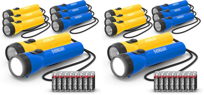 EVEREADY LED Flashlights (4-Pack), Bright Flashlights for Emergencies and Camping Gear, Flash Light with AA Batteries Included, Blue/Yellow (4-Pack)