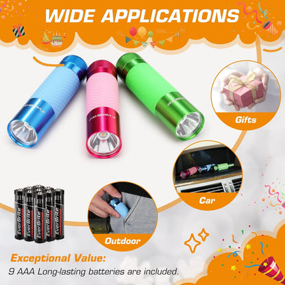 EverBrite 3-Pack Mini Flashlights, Glow in Dark Flashlights