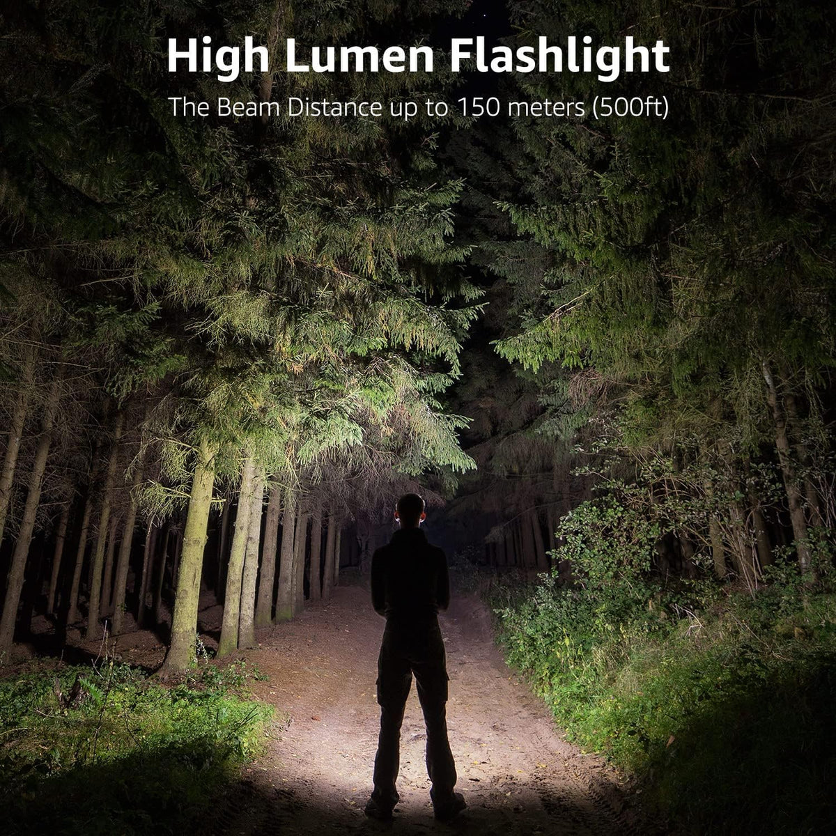 Lepro LED White Light Flashlight, High Lumens Waterproof Adjustable Focus